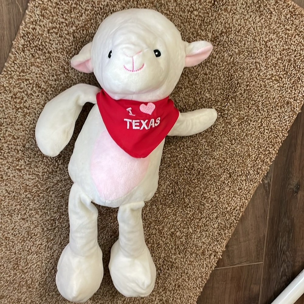 Kellytoy I Love Texas white plush Lamb